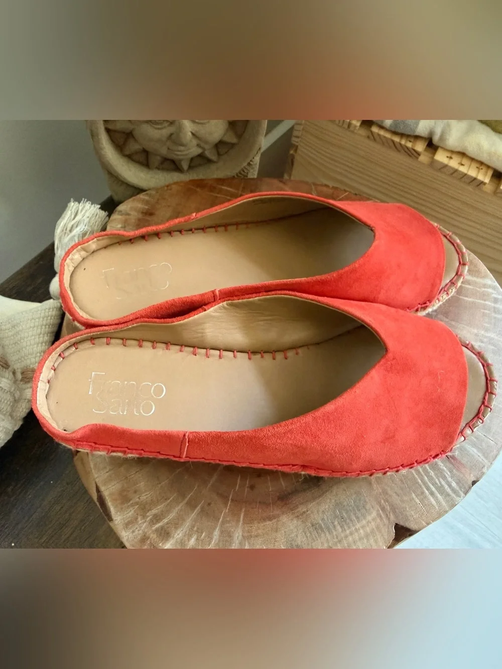Franco Sarto Pine Espadrille Orange Suede Open-Toe Platform Slide